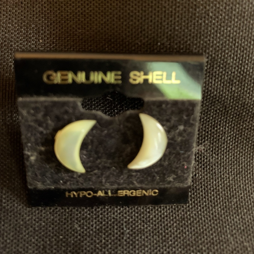 Moon shaped shell pierced earrings (bundled saver)